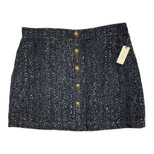 Anthropologie Maeve Cotton Tweed Mini Skirt XL Blue NEW